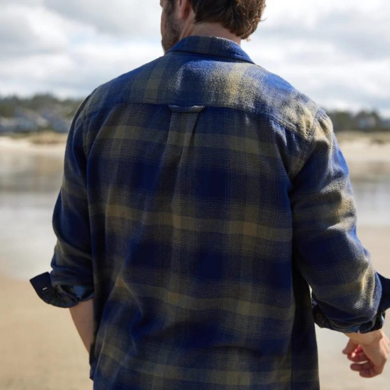 TANDPANTS Transitional Flannel Shirt- Marine Seascape Plaid