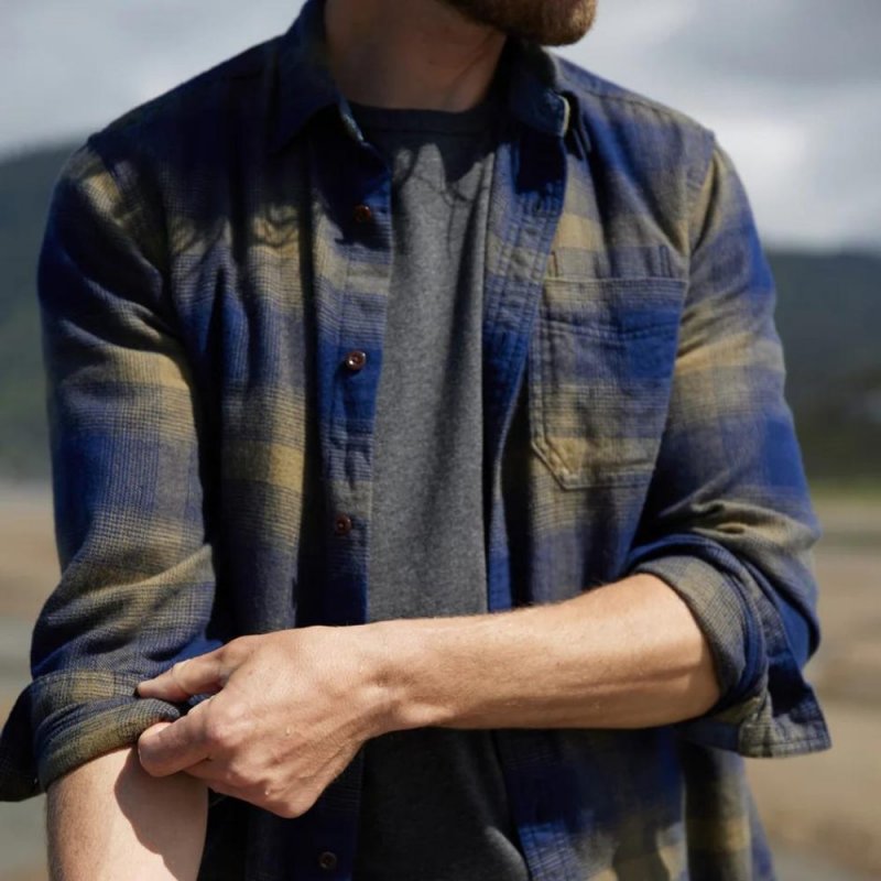 TANDPANTS Transitional Flannel Shirt- Marine Seascape Plaid