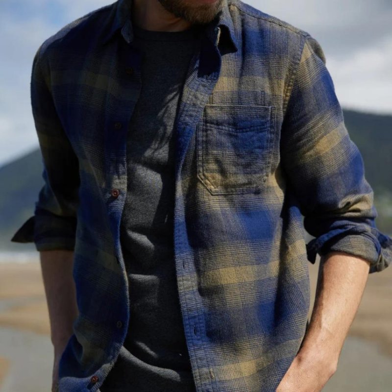 TANDPANTS Transitional Flannel Shirt- Marine Seascape Plaid